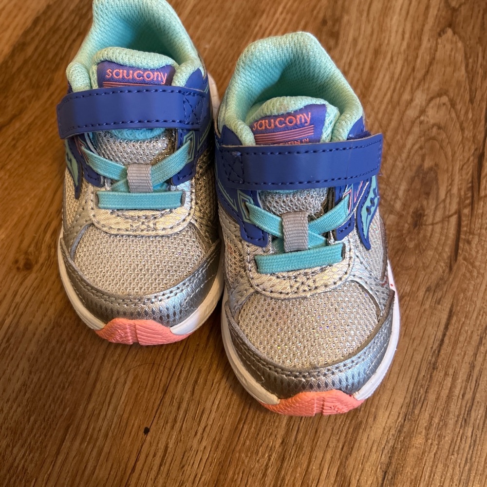 Saucony Kids' Silver and Blue Sneakers